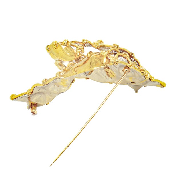 Signed Cartier Mid-Century Modern 18k Yellow & White Gold Two-Tone Ribbon Brooch For Sale - Image 10 of 12