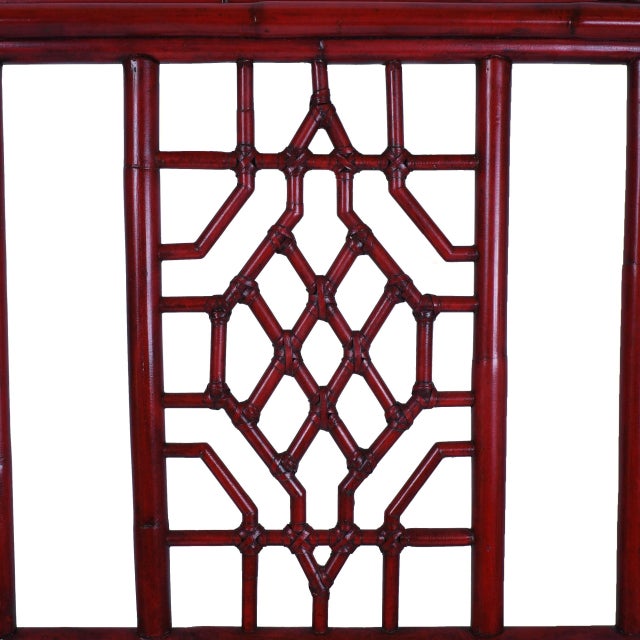 Hollywood Regency Tortoise Shell Fretwork Queen Headboard For Sale - Image 3 of 5