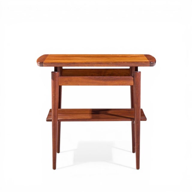 Wood Jens Risom Mid Century Walnut Floating Side End Tables - Pair For Sale - Image 7 of 11