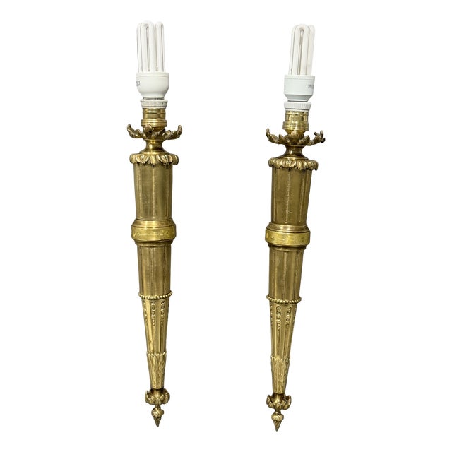 Louis XVI Style Bronze Wall Sconces, 1850, Set of 2 For Sale