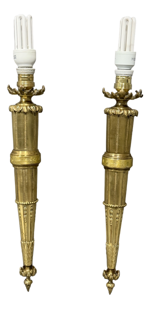 Louis XVI Style Bronze Wall Sconces, 1850, Set of 2