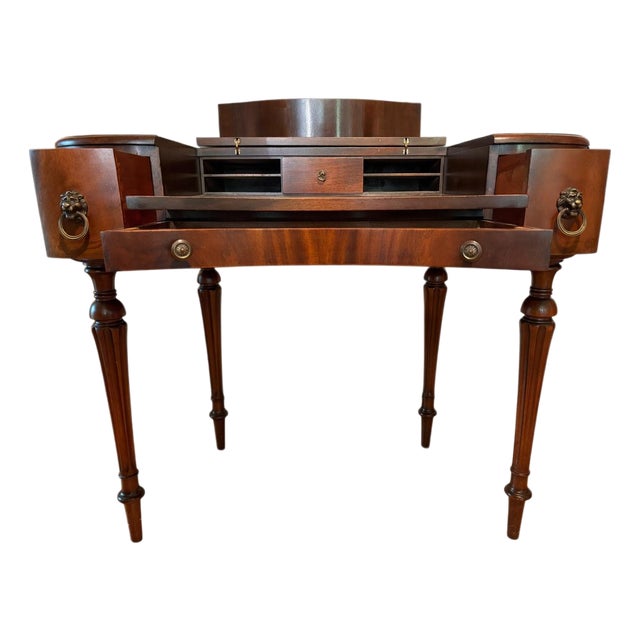 Antique Colonial MFG Co. Solid Honduras Mahogany Kidney Desk (Model 593) For Sale