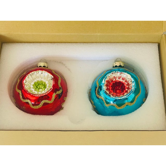 1960s Pair Large Christmas Ornaments Balls With Indentations For Sale In Miami - Image 6 of 6