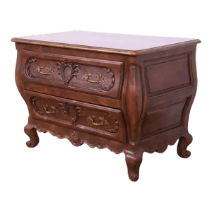 Baker Furniture French Provincial Louis XV Carved Walnut Commode or Chest of Drawers