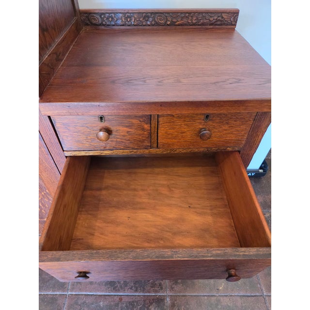 1900 - 1909 Mission Arts & Crafts Chifferobe Dresser Armoire Combo For Sale - Image 5 of 10