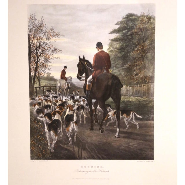 English 19th Century English Fox Hunting Color Engraving “Evening” by e.a.s. Douglas For Sale - Image 3 of 15