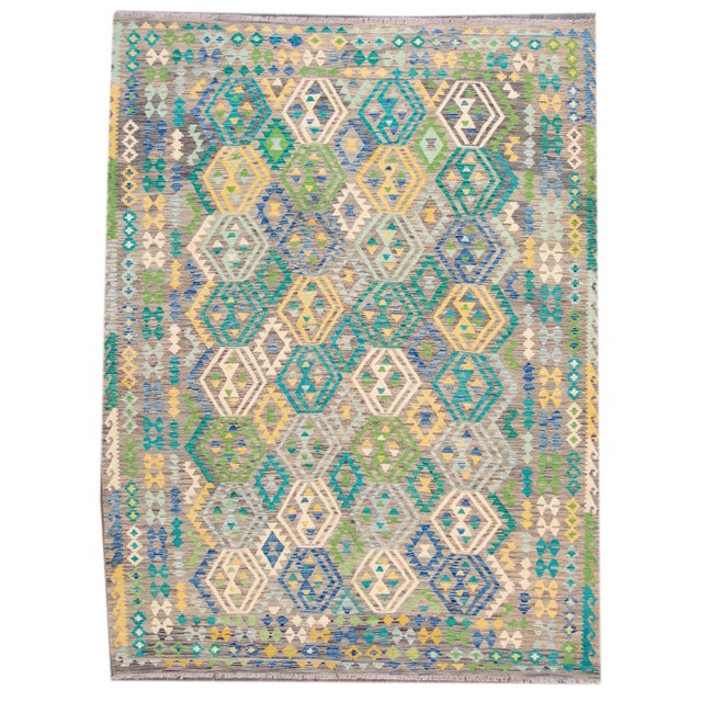 Modern Flatweave Kilim Wool Rug For Sale - Image 10 of 10