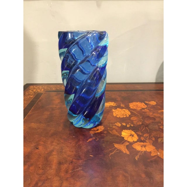 Mid-Century Modern Vase in Blue Murano Glass For Sale - Image 4 of 10