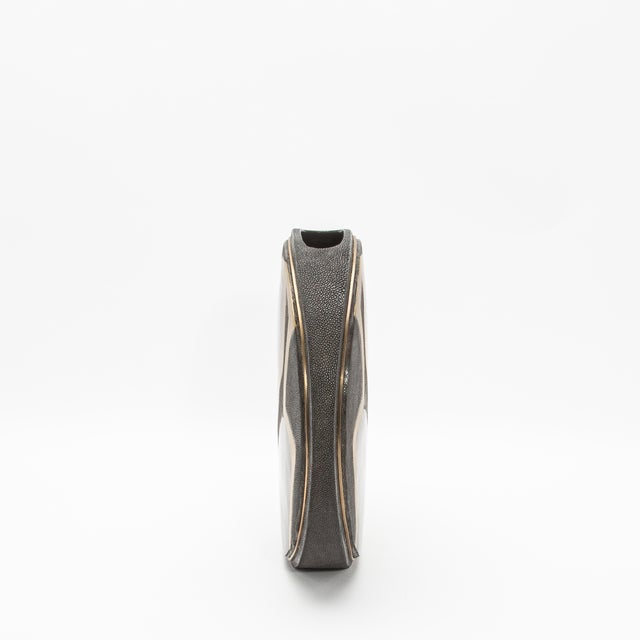 2020s Modern Vase in Shagreen With Shell and Brass Details by R&y Augousti For Sale - Image 5 of 9