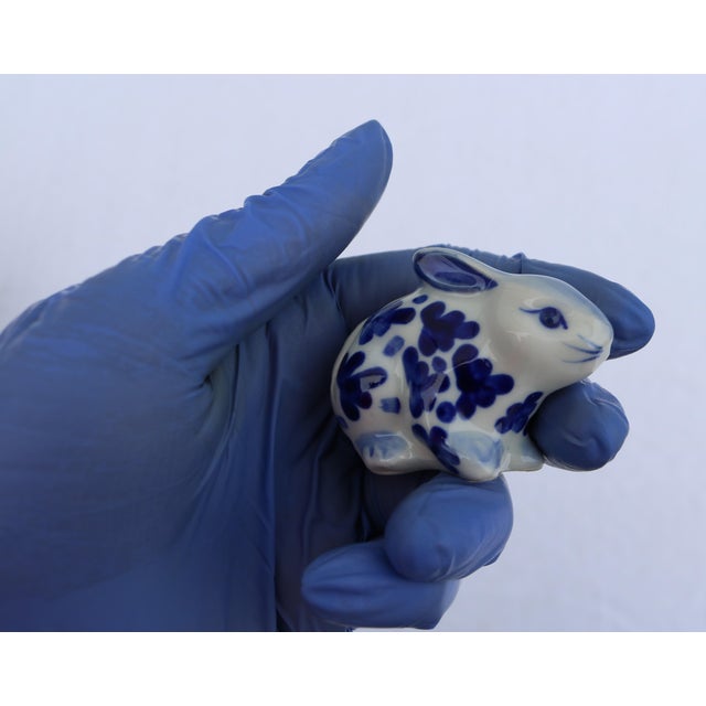Vintage Delft Blue and White Bunny Rabbit Ceramic Place Card Holders-Set of 11 For Sale - Image 14 of 15
