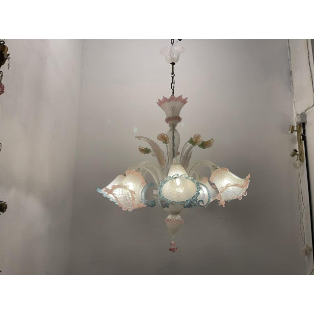 Large Venetian Murano Glass Chandelier, 1960s For Sale - Image 3 of 14