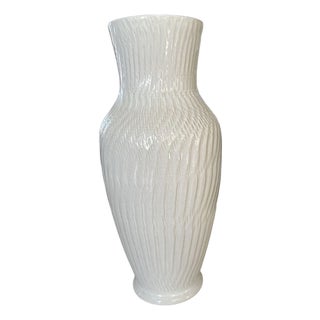 1960s Large White Relief Statement Vase by Dümler & Breiden Germany For Sale