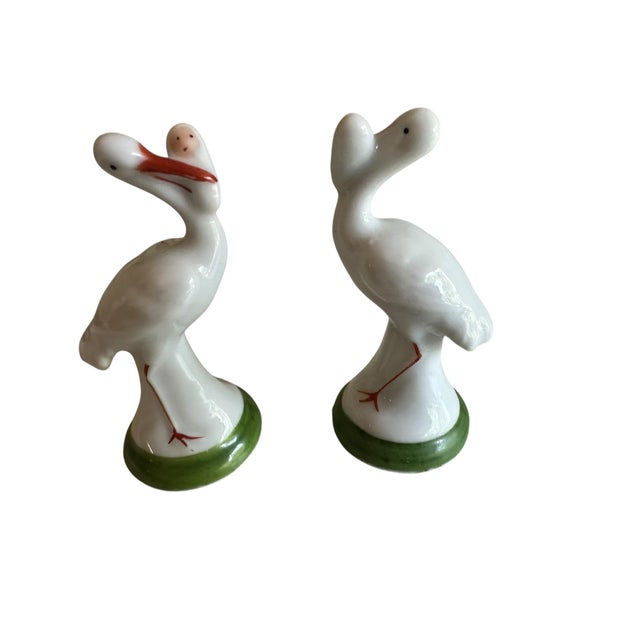 Vintage Hollóházi Porcelain Stork Figurines, Hungary, 1970s – A Pair - Palm Beach Style Birds For Sale - Image 4 of 12