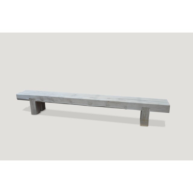Wood Andrianna Shamaris St. Barts Long Teak Wood Log Bench For Sale - Image 7 of 18