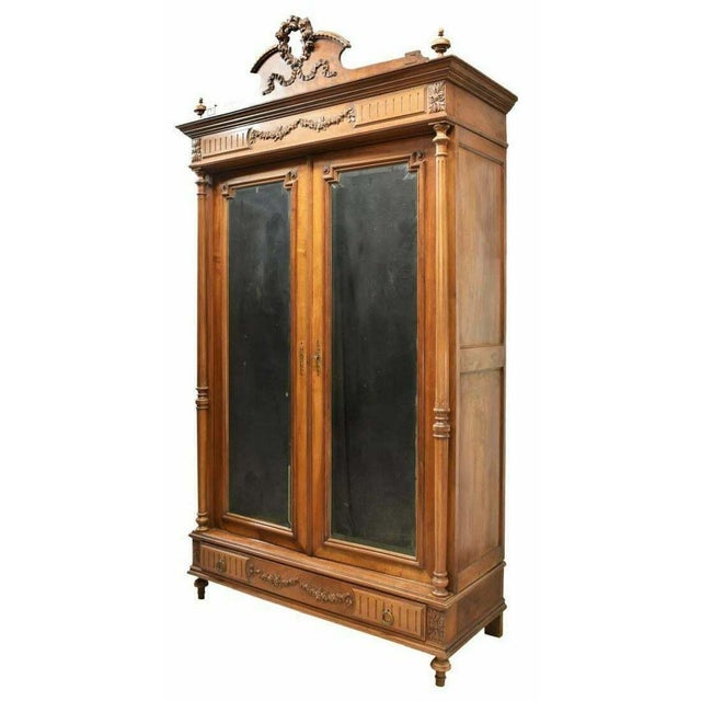 19th Century Antique French Louis Xvi Style Walnut Mirrored