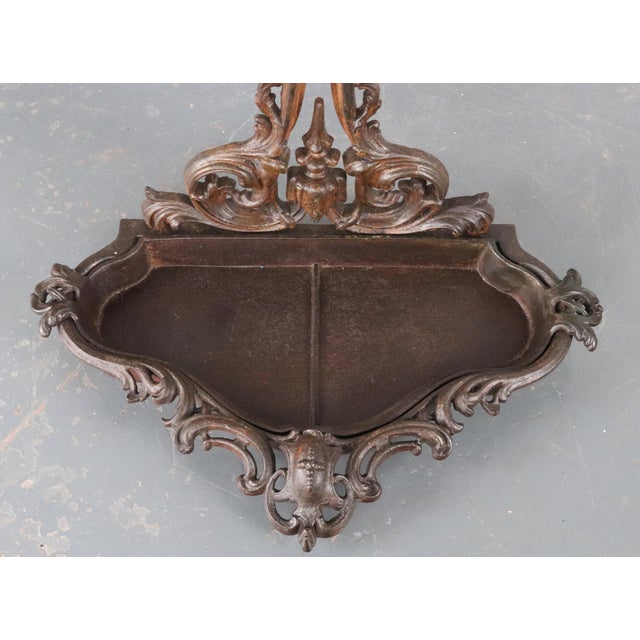 Antique Freestanding Victorian Cast Iron Ornate Hall Tree For Sale - Image 10 of 12