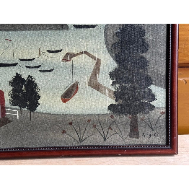 Red Hope R. Angier ‘Harbor Scene’ Original Coastal Oil Painting For Sale - Image 8 of 10