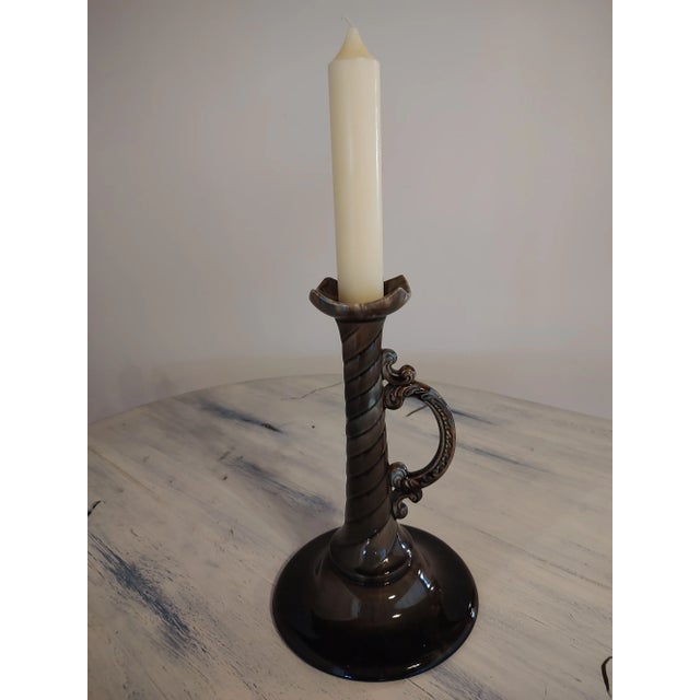 Vintage Drip Glaze Trumpet Vase For Sale - Image 9 of 12