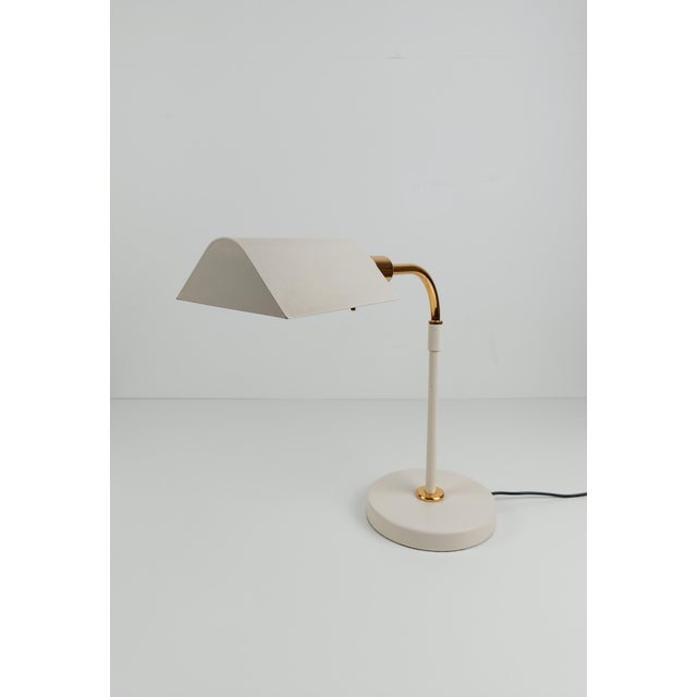 Metal Italian Adjustable Table Lamp in Ivory White and Gilded Metal by F. Fabbian, 1970s For Sale - Image 7 of 18