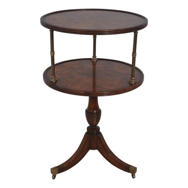 Theodore Alexander Althorp Mahogany and Brass Two-Tier Dumbwaiter Table For Sale