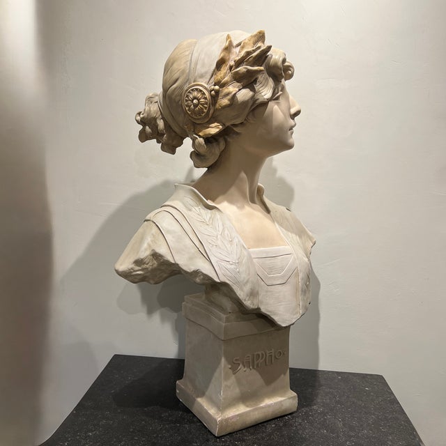 After H L Blasche, Bust of Sappho, 1920, Plaster For Sale - Image 9 of 12