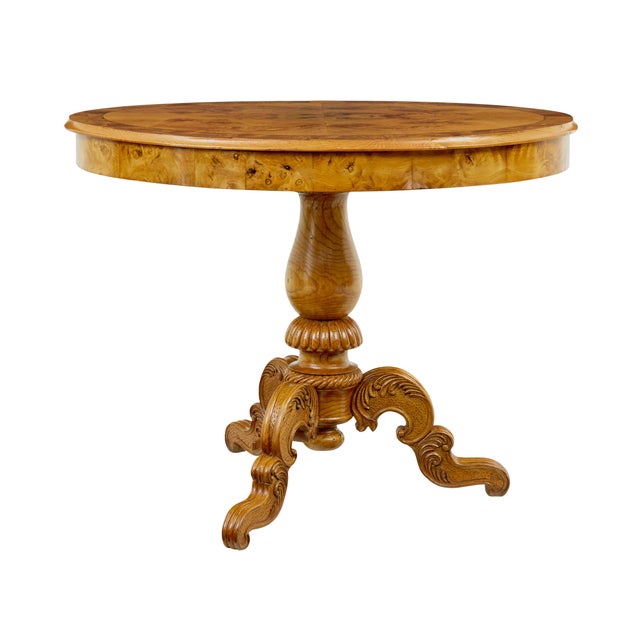 Hand-Carved and Inlaid Elm Side Table, 1870s For Sale - Image 3 of 10