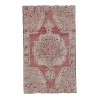 1960s Vintage Turkish Oushak Handmade Wool Runner 4'11'' X 7'3'' For Sale