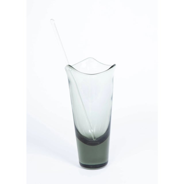 Mid 20th Century Holmegaard Danish Modern Smoke Glass Martini Mixer with Stirrer For Sale - Image 5 of 7