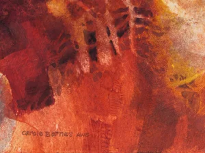 'Abstract in Red and Ochre' by Carole Barnes, American Watercolor Society, National Watercolor Society, Who’s Who in American Art