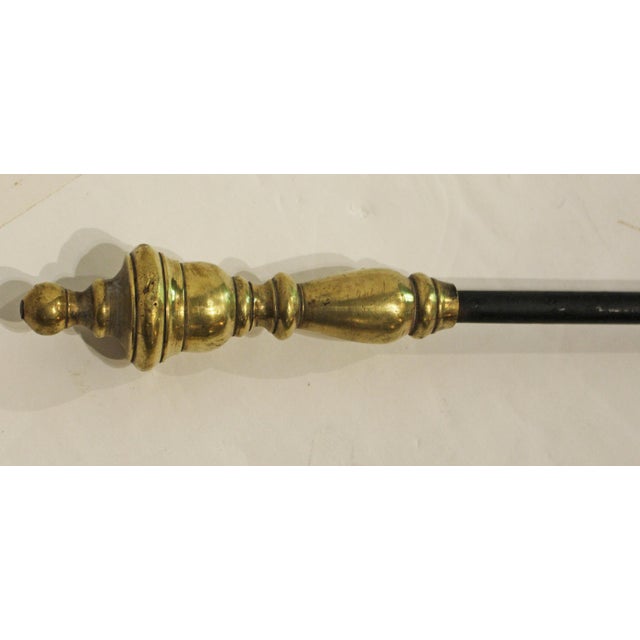 Late 18th Century English Georgian Brass & Iron Fireplace Tools For Sale - Image 4 of 7