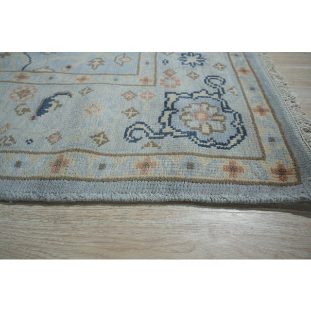 10x14 Light Blue Oushak Hand-Knotted Wool Rug For Sale - Image 4 of 5