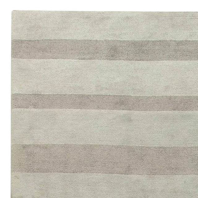 Early 21st Century Modern Striped Grey Handmade Wool and Silk Custom Rug by Doris Leslie Blau For Sale - Image 5 of 6