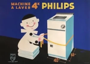 1960s Original French Poster, Phillips Machine a Laver