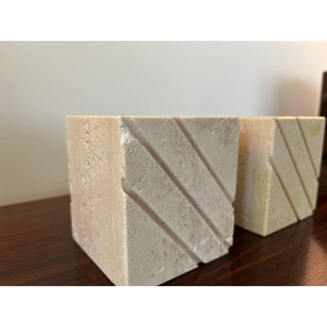 Stone Vintage Travertine Cube Bookends by Fratelli Mannelli - a Pair For Sale - Image 7 of 9