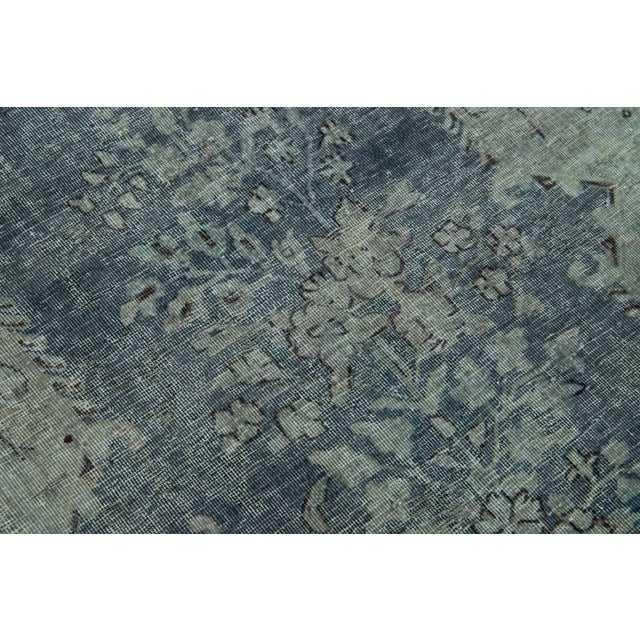 Gray Handmade Persian Overdyed Wool Rug in Gray With Floral Design For Sale - Image 8 of 8