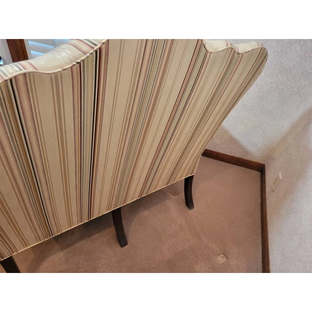 1920s Wingback Settee Loveseat | Upholstered Accent Bench | Queen Anne Style For Sale - Image 5 of 8