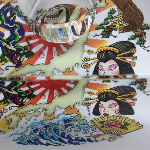 Vintage 90’s Christian Audigier Lucite/ Glass Candle Holder For Sale - Image 10 of 11