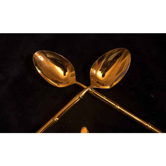 Chinoiserie Vintage Stanley Roberts Gold Bamboo Flatware Service for 8 With Serving Spoons - 42 Pieces For Sale - Image 3 of 12