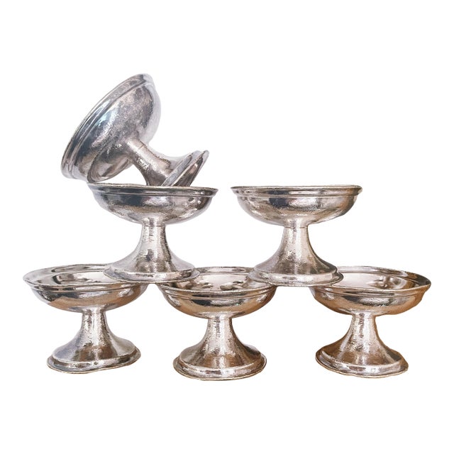 Set of 6 Vintage Silverplate Ice Cream Dishes From the Greenbrier Hotel For Sale