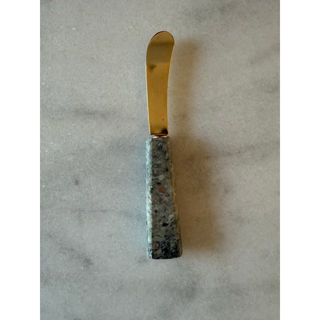 Vintage Marble Stone Serving Spreader Knives For Sale - Image 4 of 7