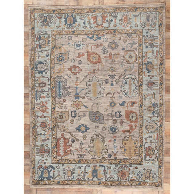 Sky Blue & Gray Oushak Rug - 08'11 X 12'00 For Sale - Image 9 of 9