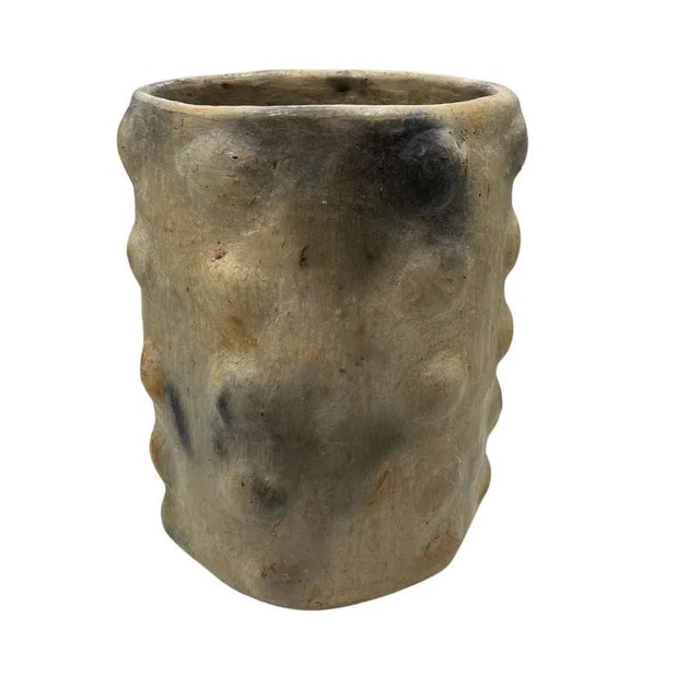 Contemporary Sejnane Cylindrical Clay Bumpy Vessel - Light Medium For Sale - Image 3 of 5