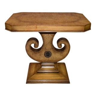 Weiman Burl Wood Side Table Kameo Neo Classic Inlaid Pedestal End Stand For Sale