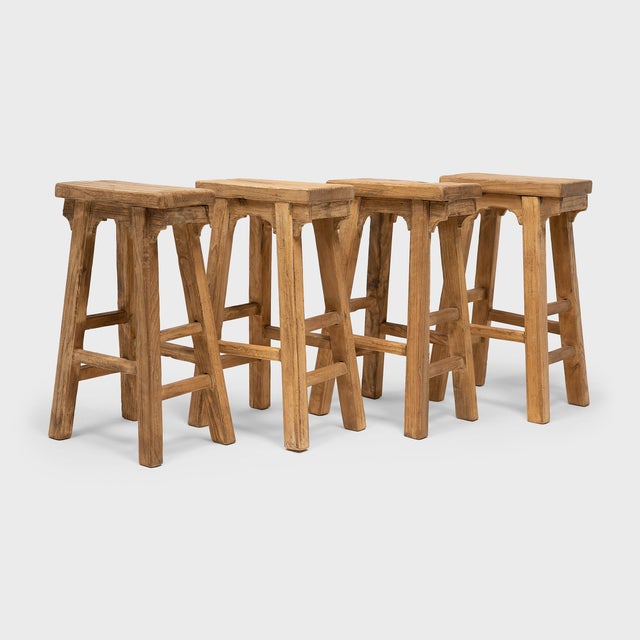 Early 21st Century Chinese Tall Provincial Stool For Sale - Image 5 of 5