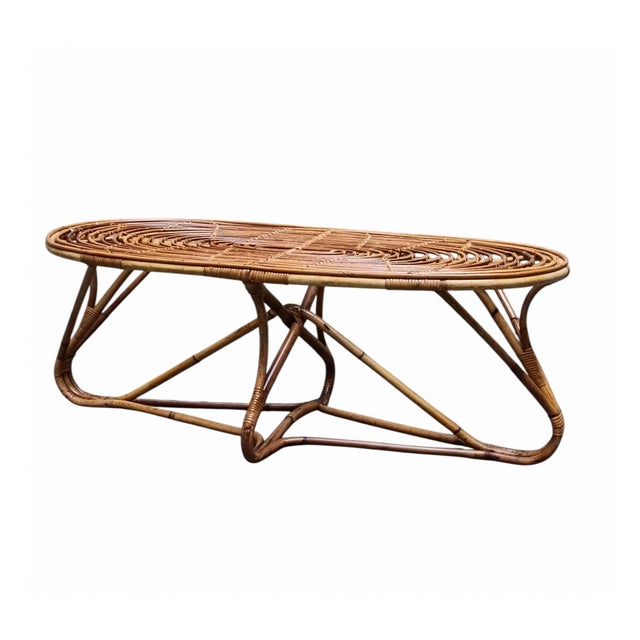 Mid-Century Modern Wowen Rattan Coffee Table attributed to Tito Agnoli, Italy, 1960s For Sale - Image 3 of 8