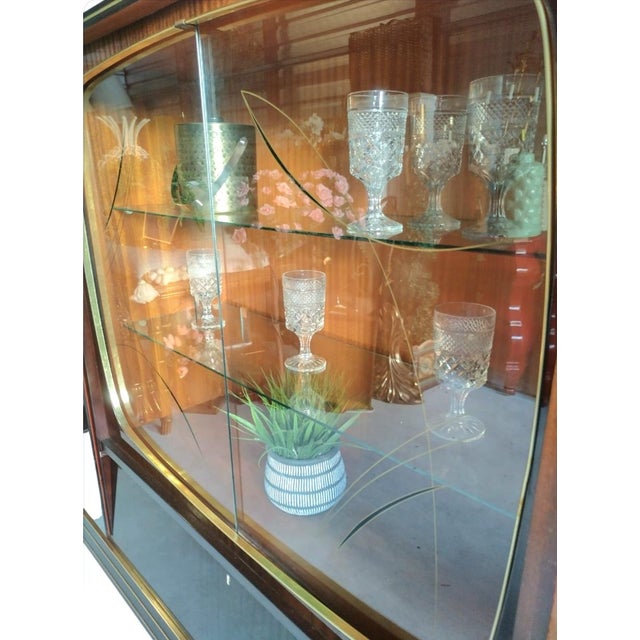 1950s Rare Vintage German Qualitasmobel Midcentury Modern 1950's Shrunk Glass Shelf Dry Bar Cabinet For Sale - Image 5 of 12