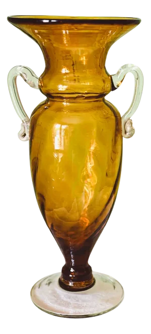 Handmade Amber Glass Amphora Vase, 1940s