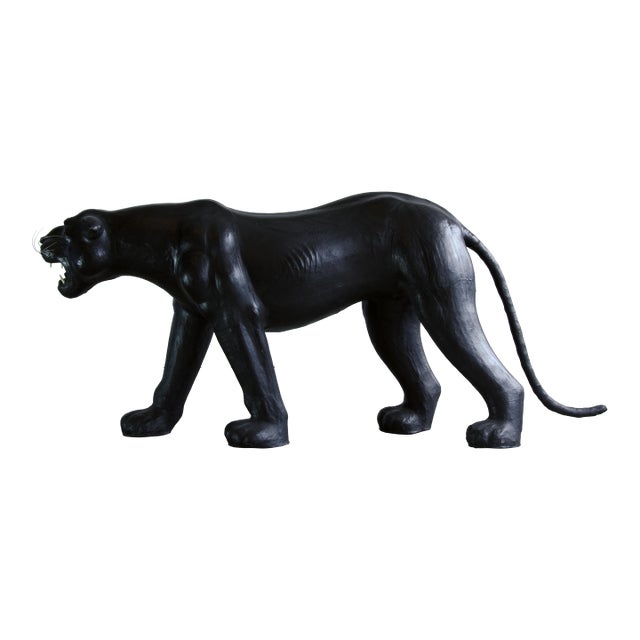 Massive Life Size Panther With Glass Eyes, Mid-Century For Sale