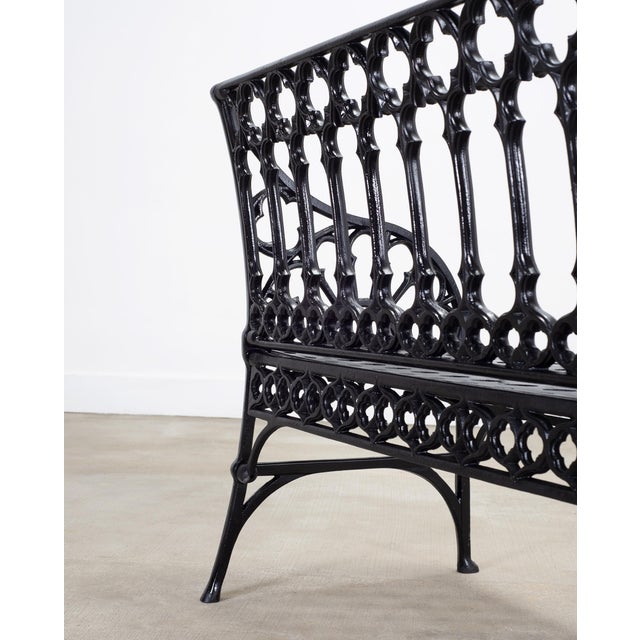 Black English Coalbrookdale Style Cast Gothic Revival Garden Bench For Sale - Image 8 of 18