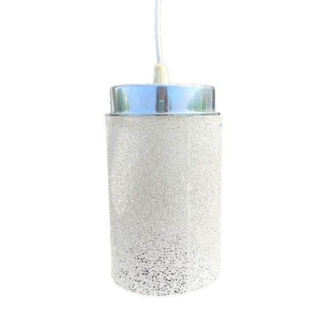 Mid-Century French Ice Crystal and Acrylic Sugar Pendant Light, 1970s For Sale